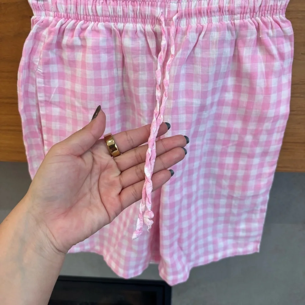 FRANKIES‎ BIKINIS Lou Gingham Shorts In Pink, Size S